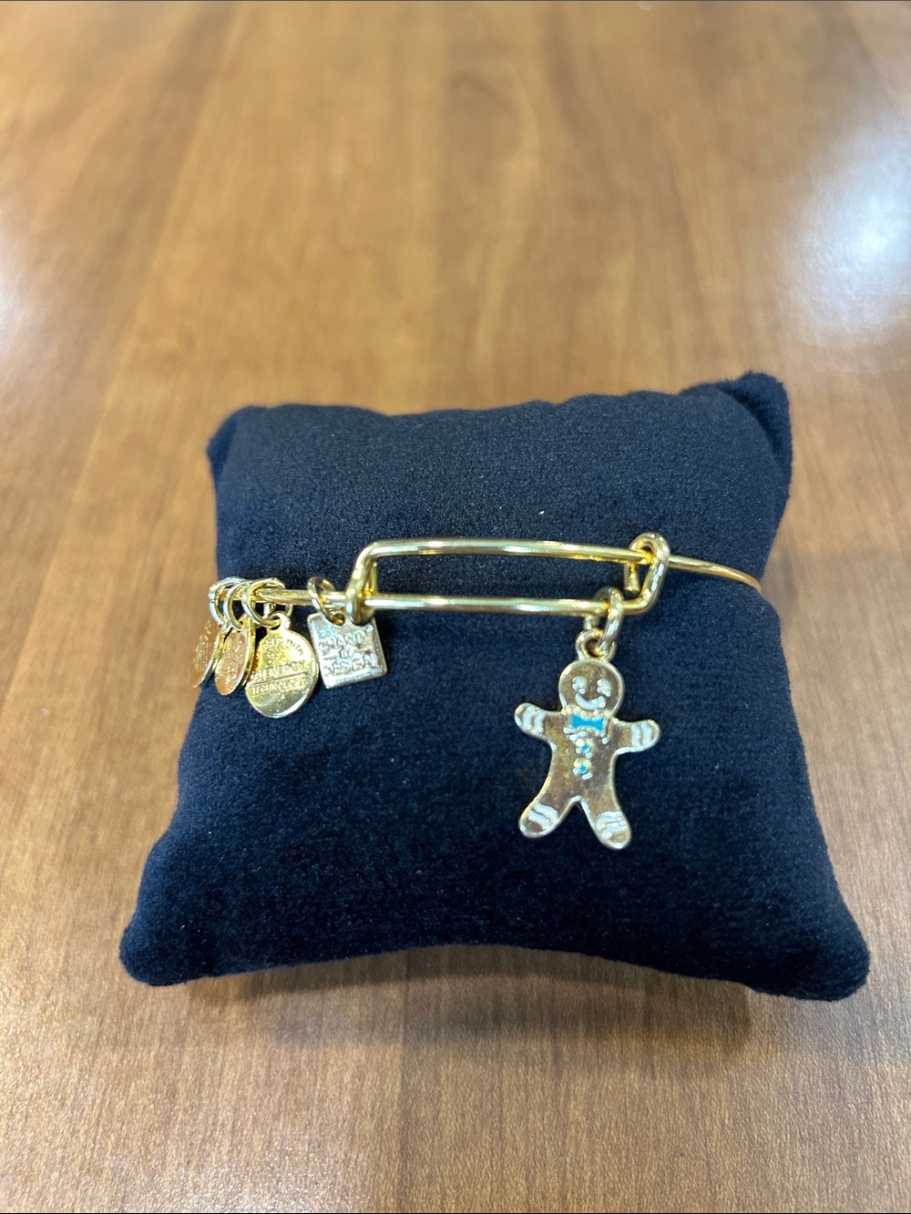 Alex & Ani Gold Tone Gingerbread Charm Bangle Bracelet